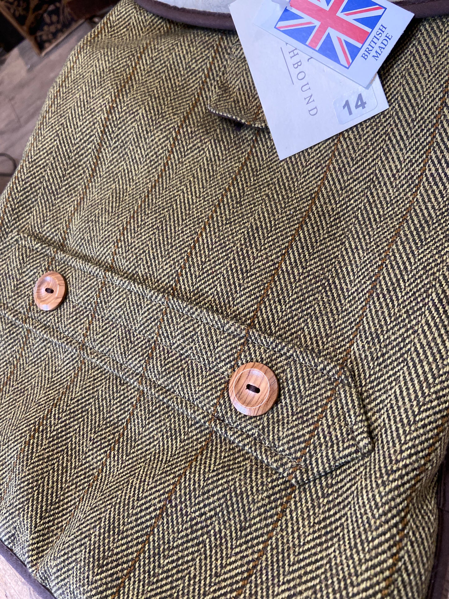 Earthbound, Tweed Sherpa Dog Coat, Green