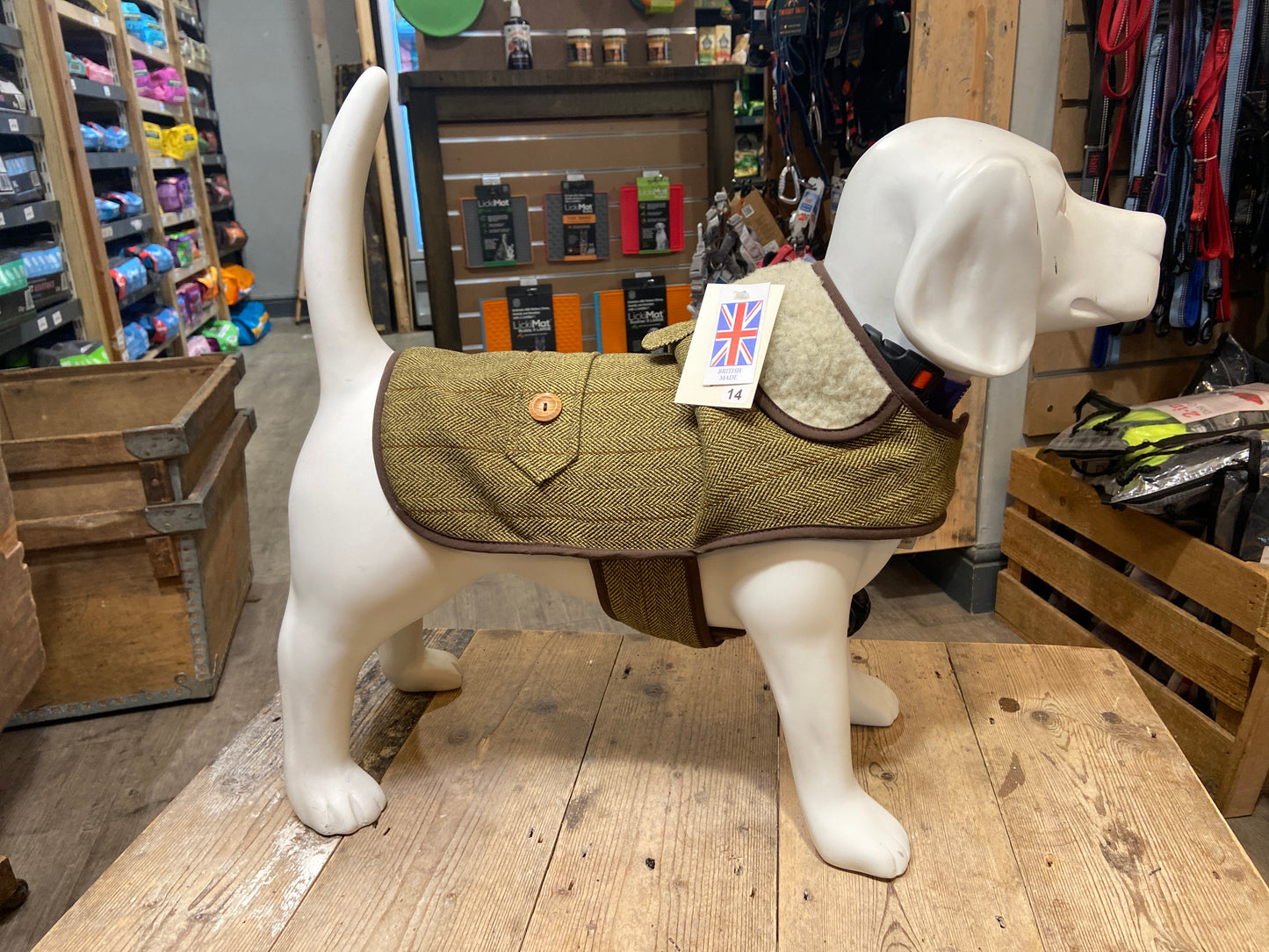Earthbound, Tweed Sherpa Dog Coat, Green