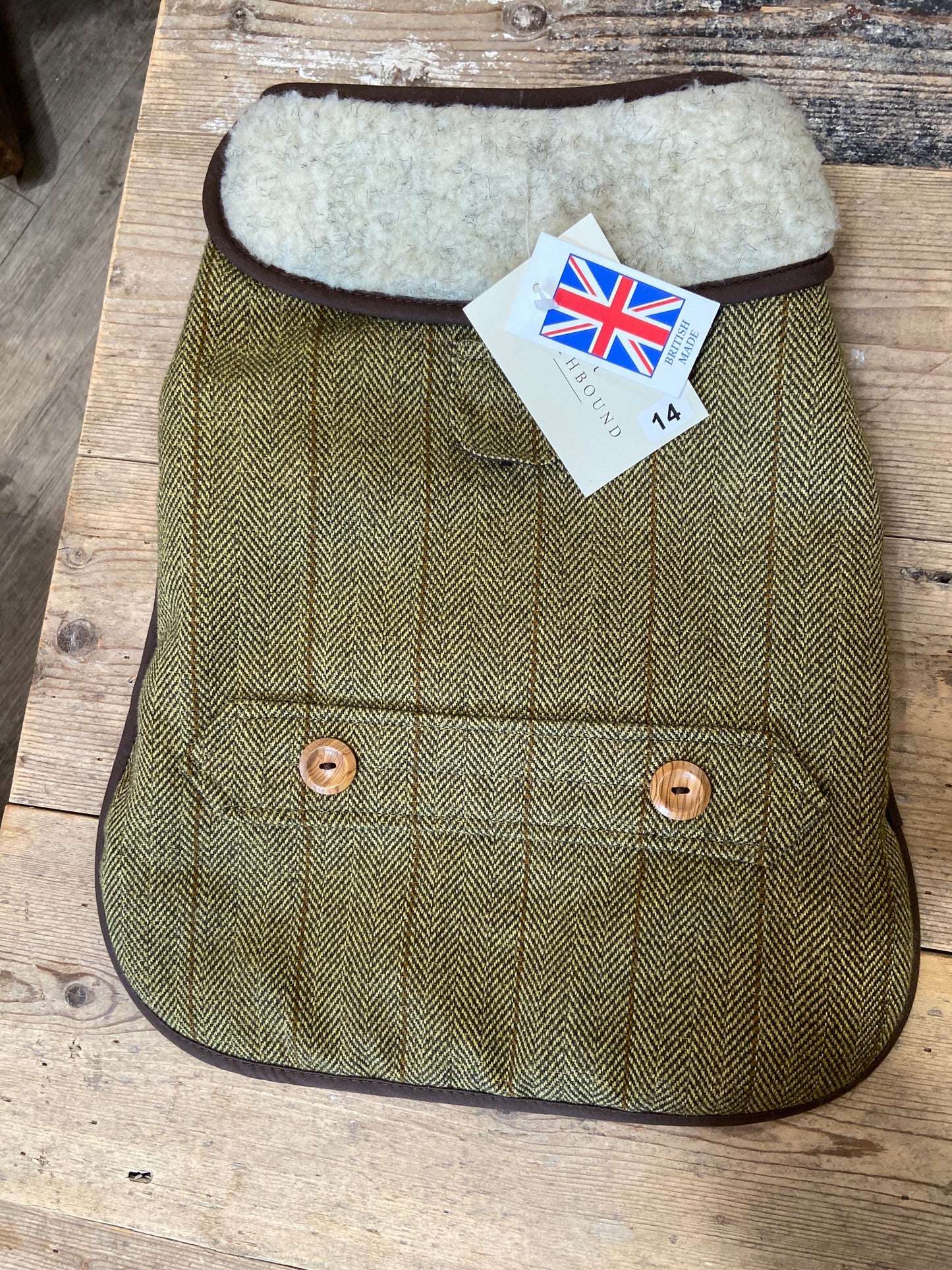 Earthbound, Tweed Sherpa Dog Coat, Green