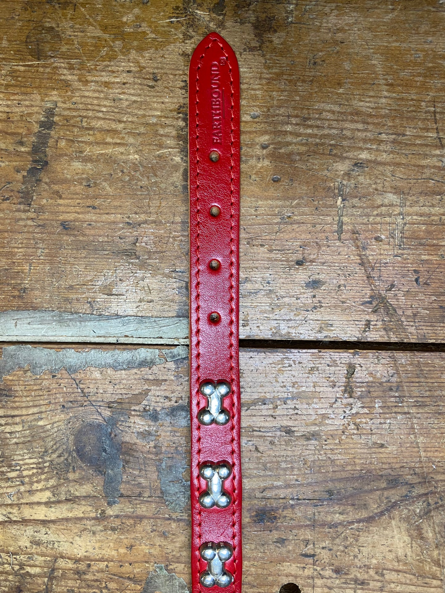 Earthbound, Bone Leather Collar, Red