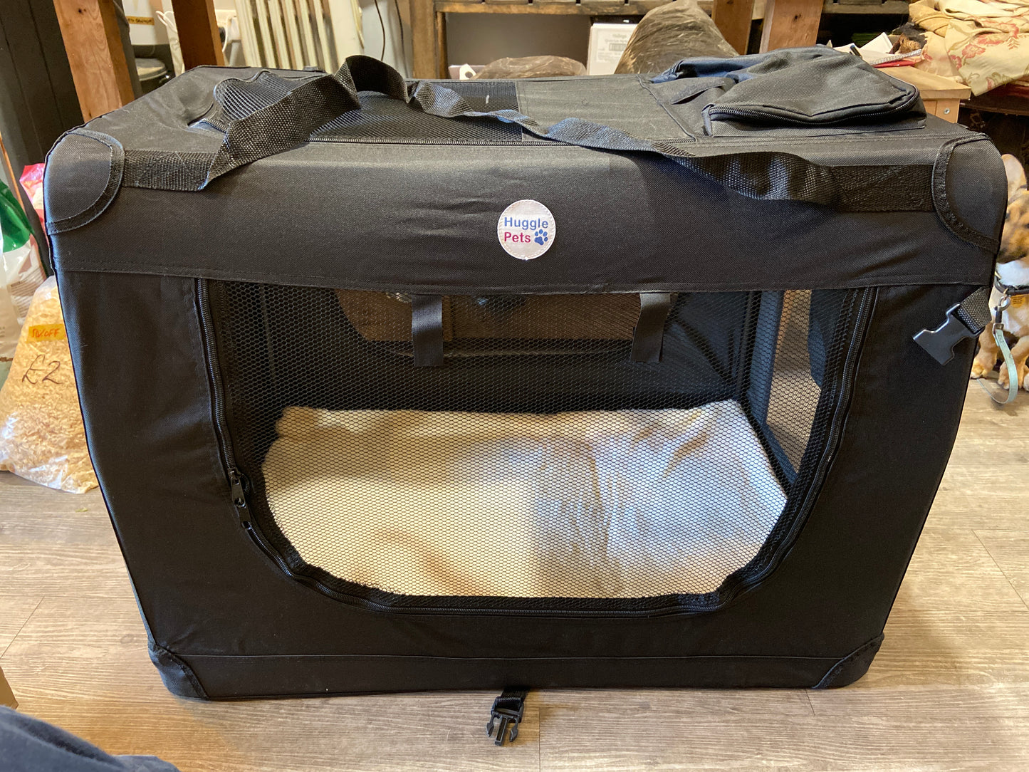 Hugglepets, Fabric Crate Foldable Pet Carrier Black