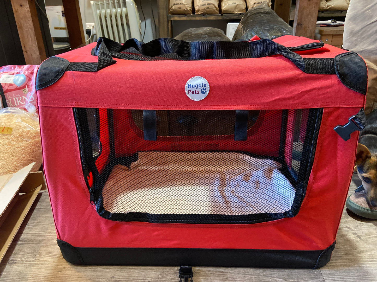 Hugglepets, Fabric Crate Foldable Pet Carrier Red