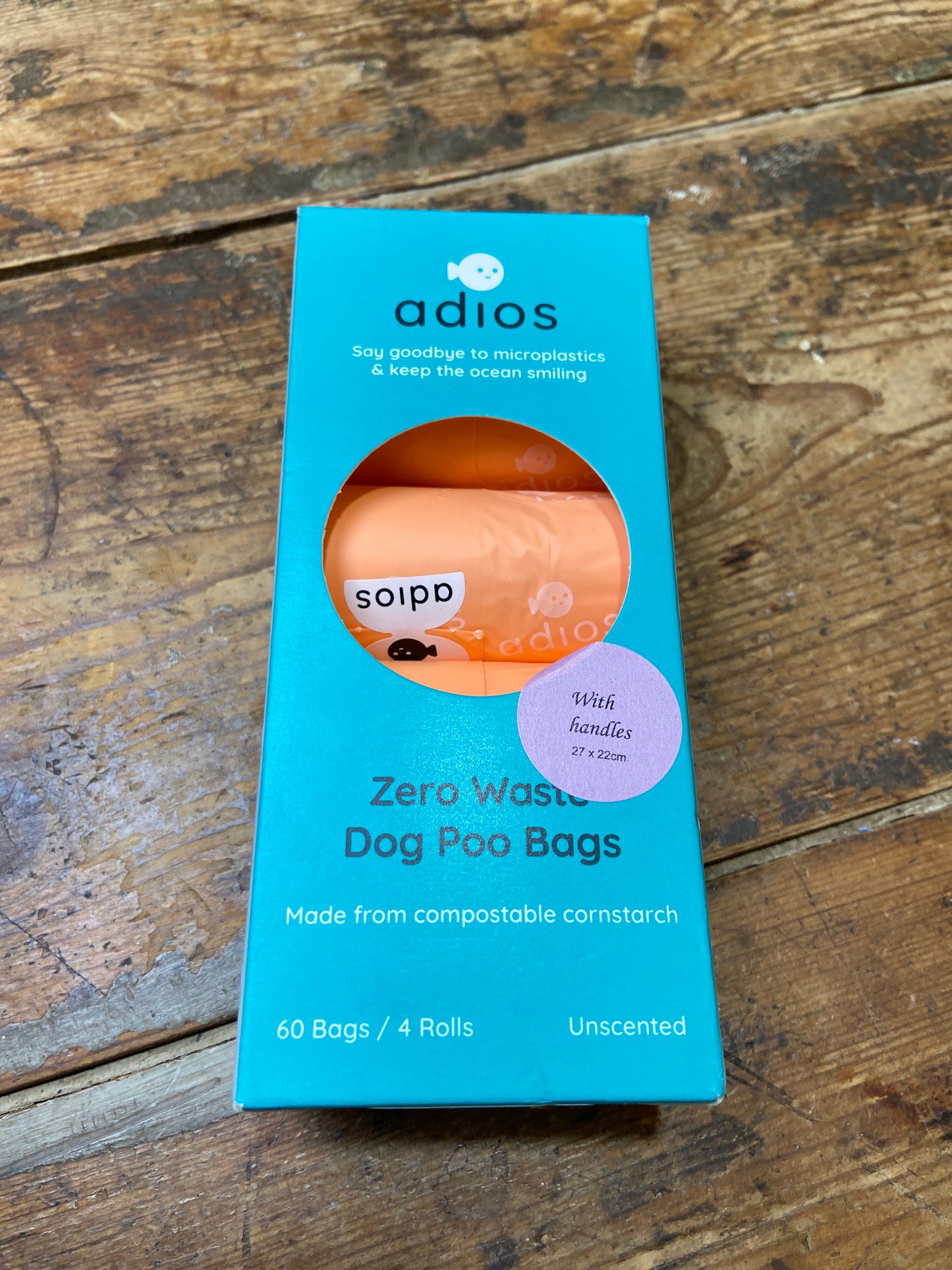 Adios, Zero Waste Dog Poo Bags with Handles 60s - Coral