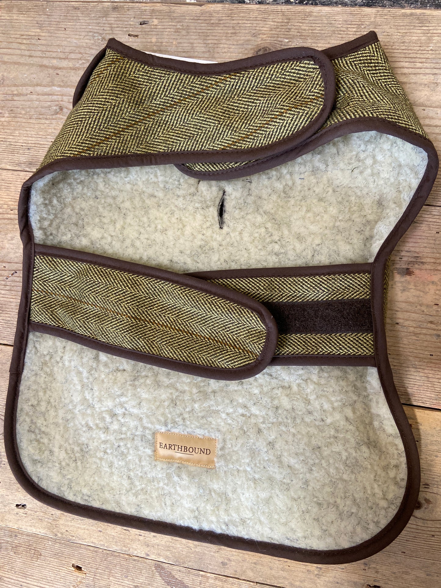 Earthbound, Tweed Sherpa Dog Coat, Green