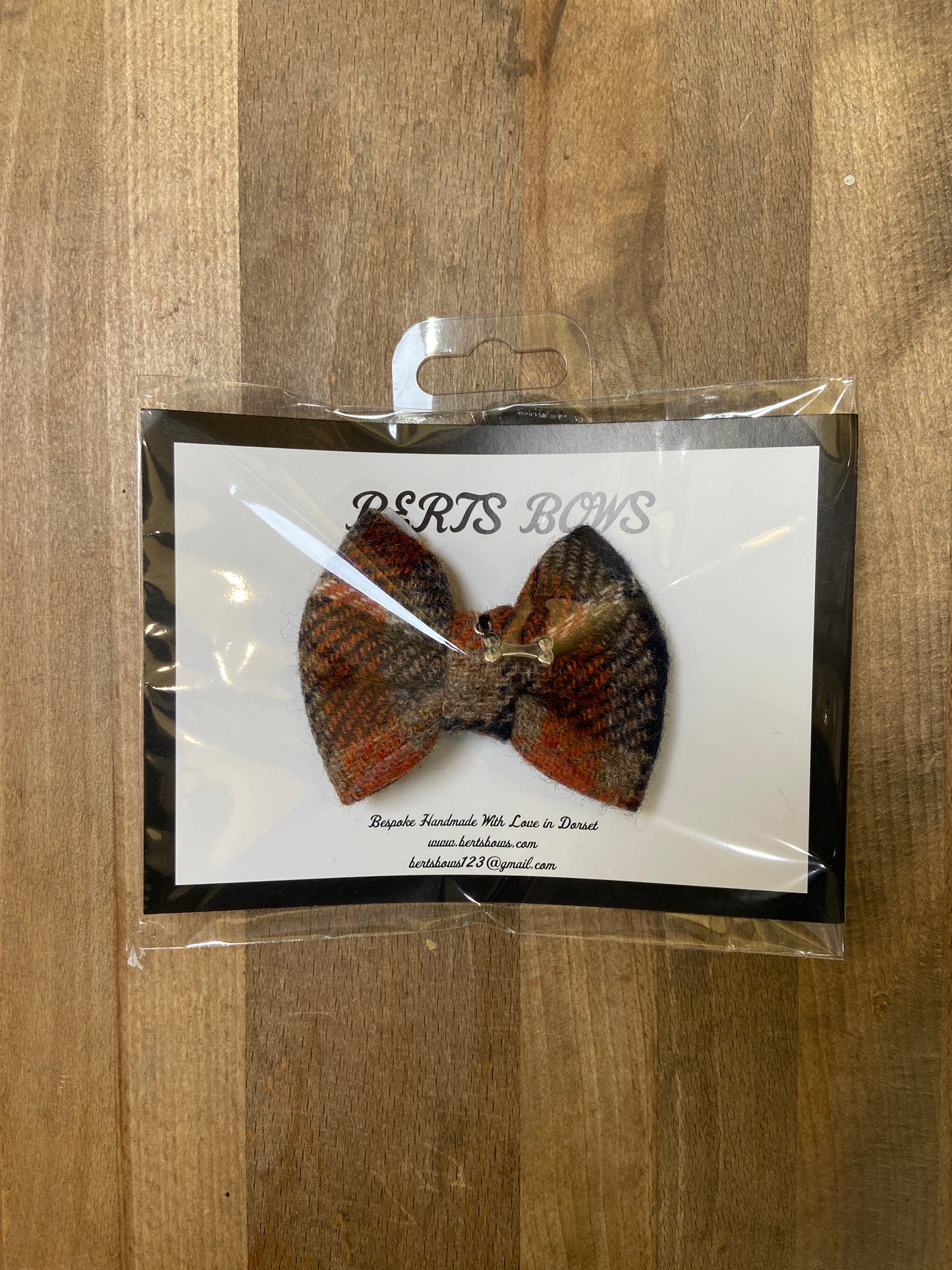 Bert's Bows, Pepper Tweed Bow, XXS