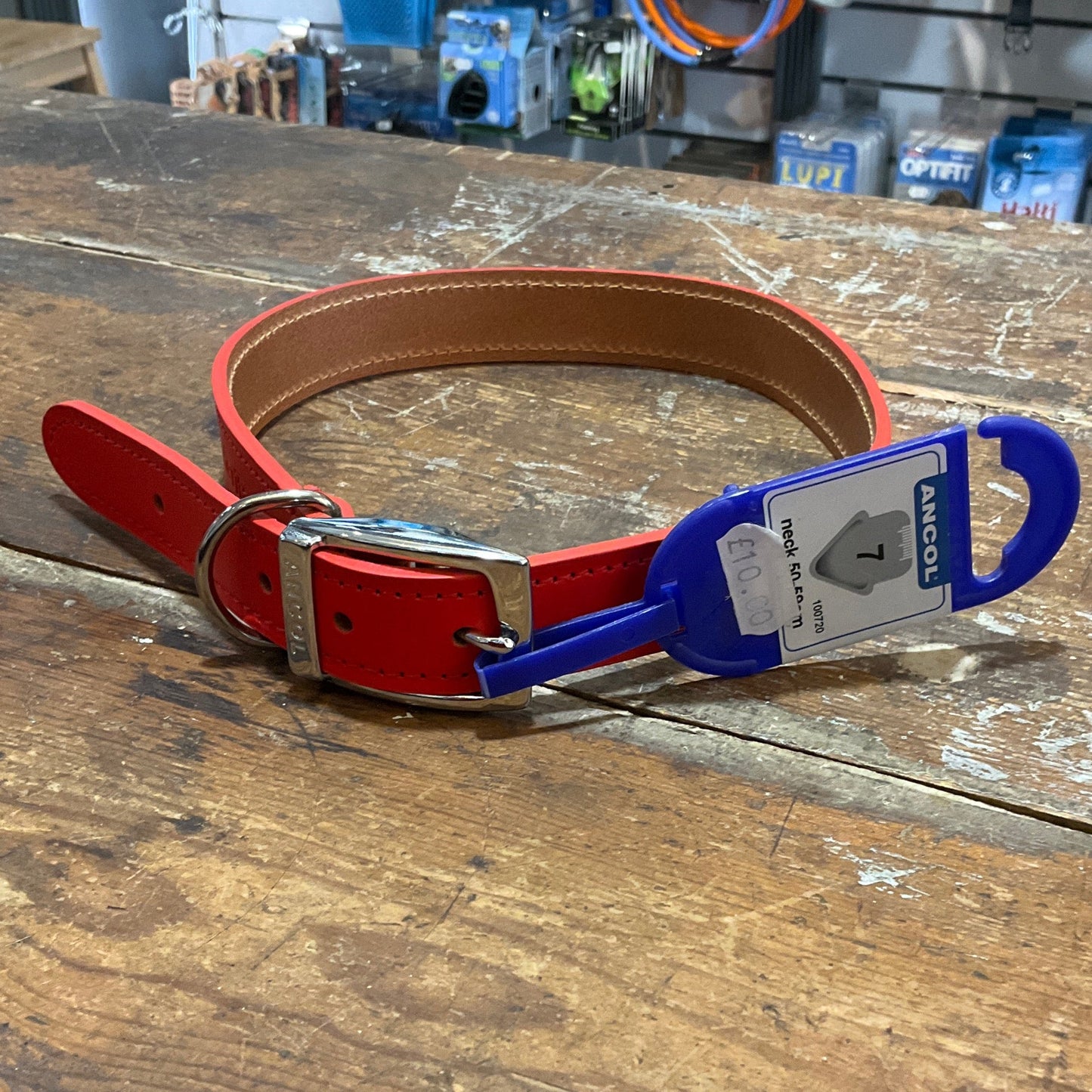 Ancol, Classic Leather Collar, Red