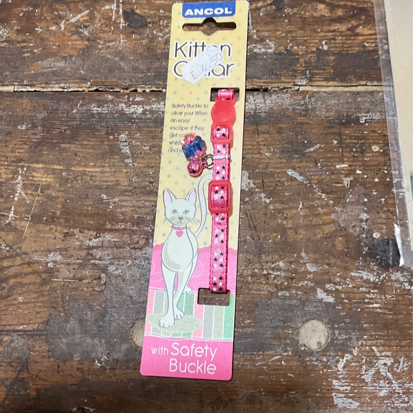 Ancol, Kitten Collar With Safety Buckle, Pink With Stars