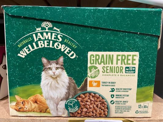 James Wellbeloved, Senior Cat, Turkey Pouches, 12x85g