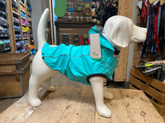 GF Pet, Elasto-Fit Reversible Raincoat Neon Aqua Iridescent