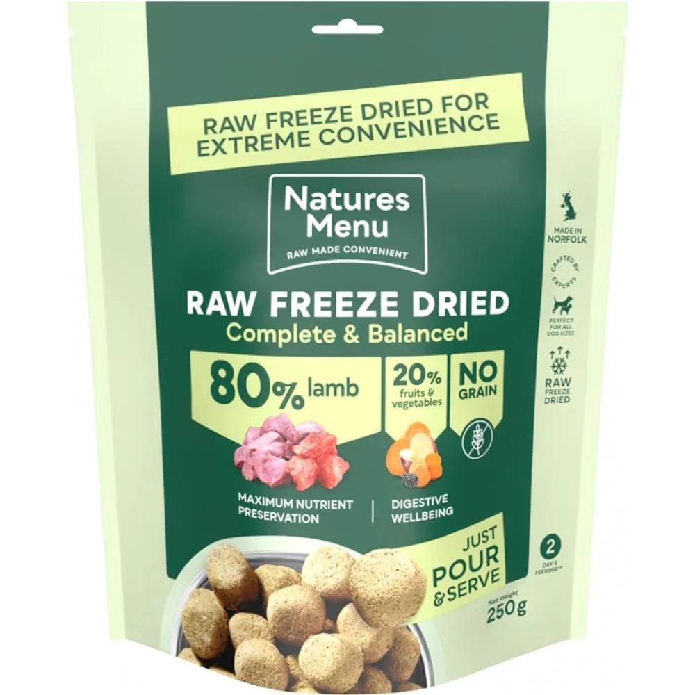 Natures Menu Raw Freeze Dried Dog Food Complete & Balanced 80/20 All Pack Sizes & Flavours (250g x 1