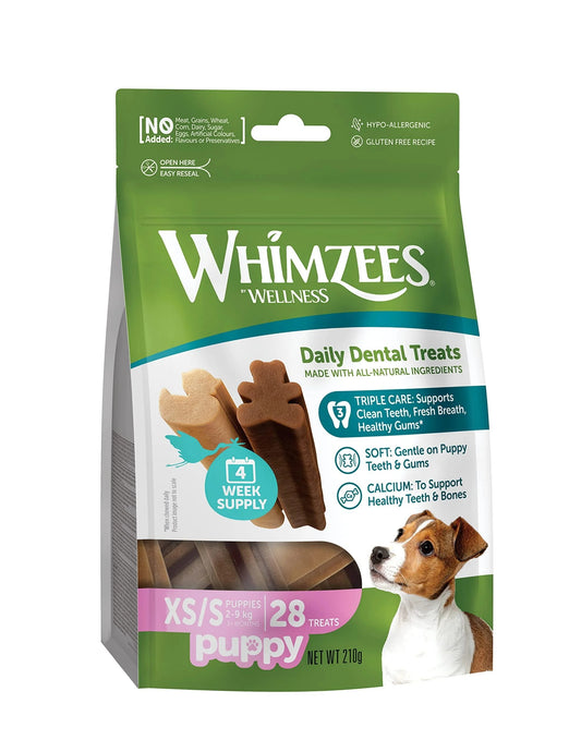 WhimZees Puppy Stix, Natural and Grain Free Dog Chews, Puppy Dental Sticks, 28 Pieces