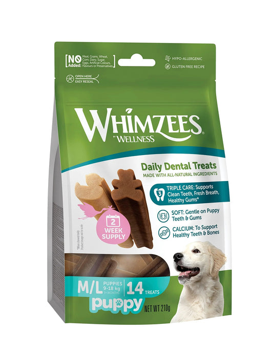 WhimZees Puppy Stix, Natural and Grain Free Dog Chews,Vegetable Flavor Puppy Dental Sticks, 14 Pieces