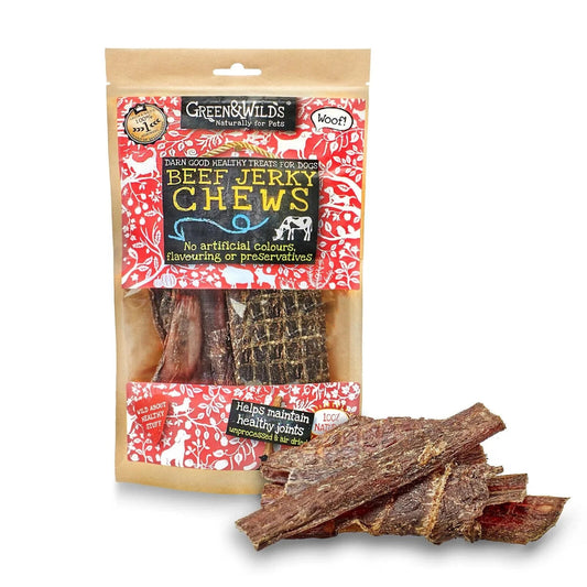 Green & Wilds Beef Jerky Chews 100g Yummy Natural Treat Feast Reward 100% Beef