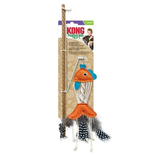 Kong - Naturals Teaser Fish Wand Cat Toy with Feathers
