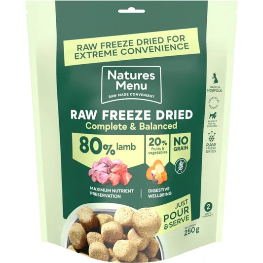 Natures Menu Raw Freeze Dried Dog Food Complete & Balanced 80/20 All Pack Sizes & Flavours (250g x 1