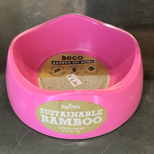 Beco, Bamboo Dog Bowl, Pink